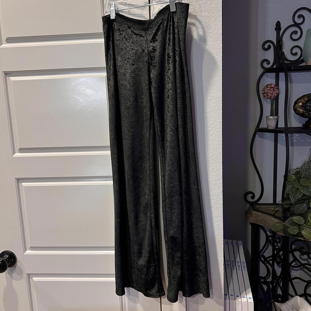 Black Velvet Wide Leg Women's Pants
